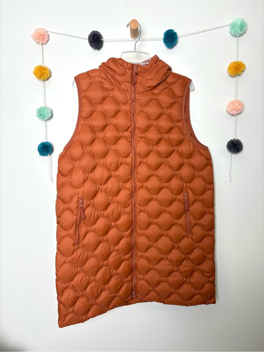 Lands’ End Wanderweight Packable Down Long Rust Vest